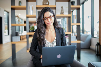 Asurus BlueLite Glasses on woman