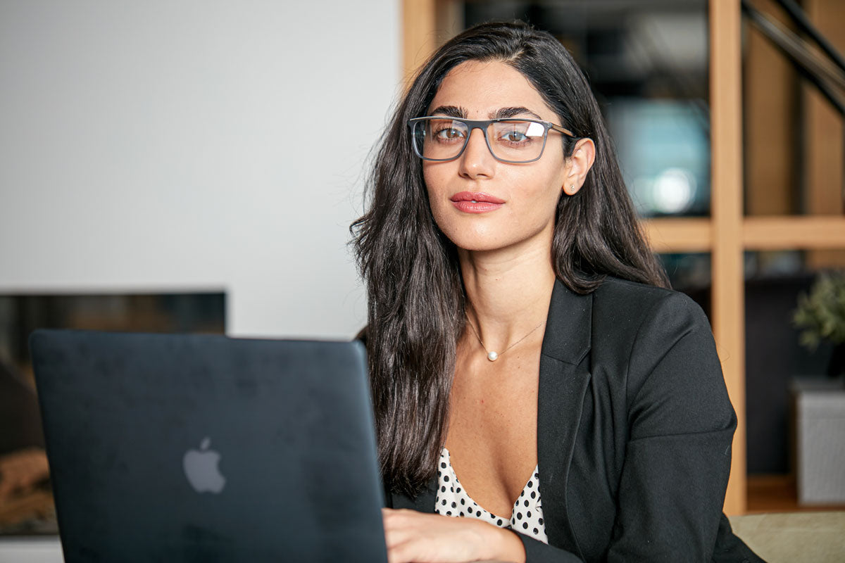 Durrow BlueLite Glasses on woman